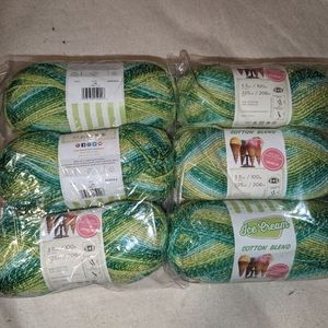 Lion Brand  discontinued Ice Cream Cotton Blend Yarn -Lime